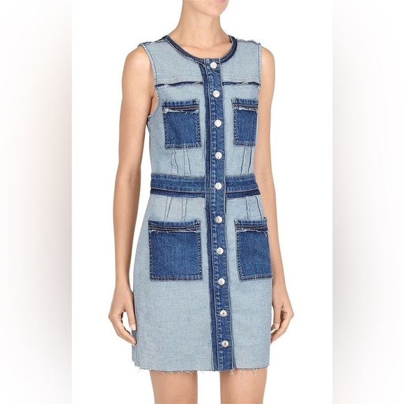 7 for all mankind / inside out  Button Front Dress w/ Distressing denim mini S - Picture 1 of 4